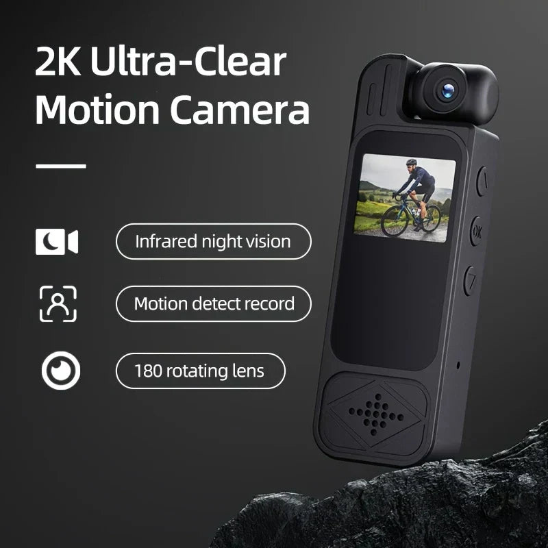Wearable Portable Body Camera with Infrared Night Vision, Motion Detection, 180° Lens Adjustment,
