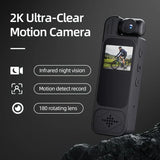 Wearable Portable Body Camera with Infrared Night Vision, Motion Detection, 180° Lens Adjustment,